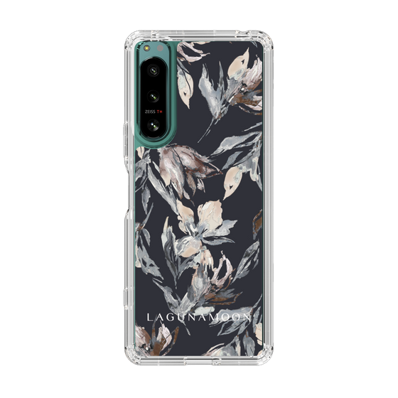 Slim Protection Case［ LAGUNAMOON - NuanceFlower - Navy ］