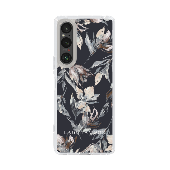 Slim Protection Case［ LAGUNAMOON - NuanceFlower - Navy ］