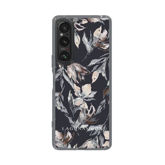 Slim Protection Case［ LAGUNAMOON - NuanceFlower - Navy ］
