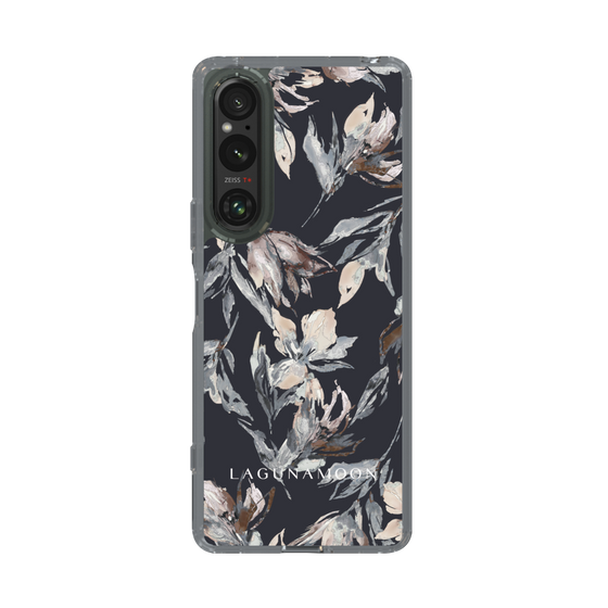 Slim Protection Case［ LAGUNAMOON - NuanceFlower - Navy ］