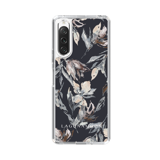 Slim Protection Case［ LAGUNAMOON - NuanceFlower - Navy ］