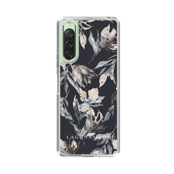 Slim Protection Case［ LAGUNAMOON - NuanceFlower - Navy ］