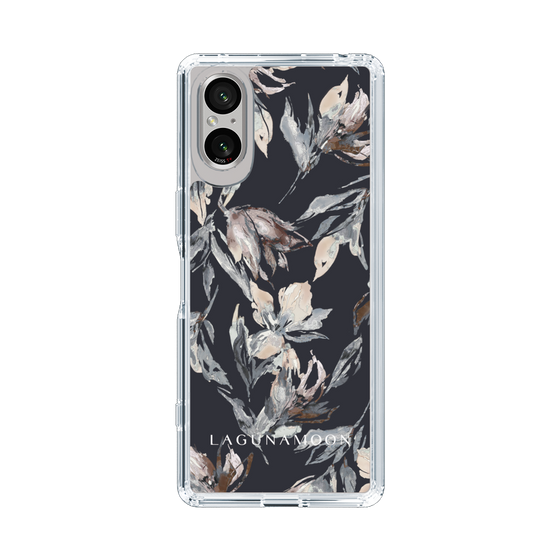 Slim Protection Case［ LAGUNAMOON - NuanceFlower - Navy ］