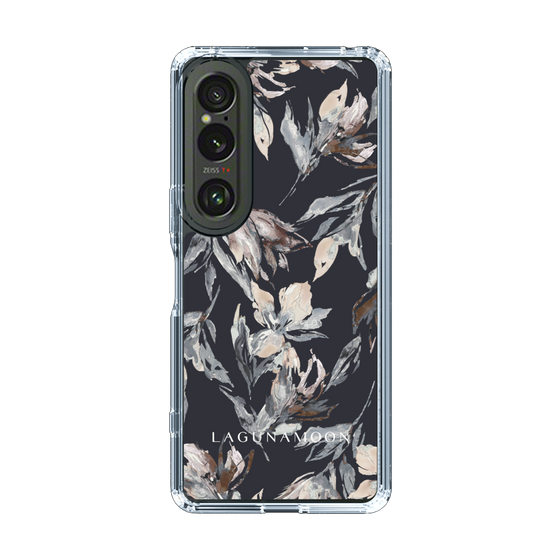 Slim Protection Case［ LAGUNAMOON - NuanceFlower - Navy ］