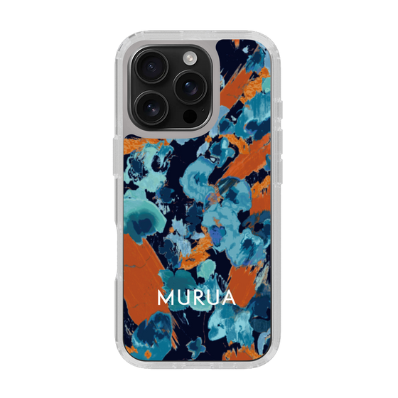 Slim Protection Case［ MURUA - Art print - Navy × Orange ］