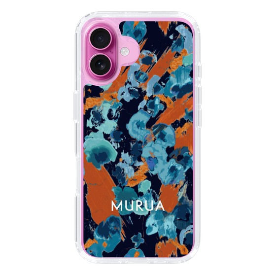 Slim Protection Case［ MURUA - Art print - Navy × Orange ］