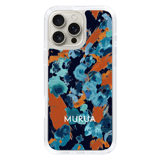 Slim Protection Case［ MURUA - Art print - Navy × Orange ］