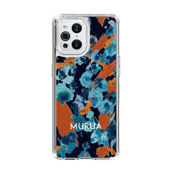 Slim Protection Case［ MURUA - Art print - Navy × Orange ］