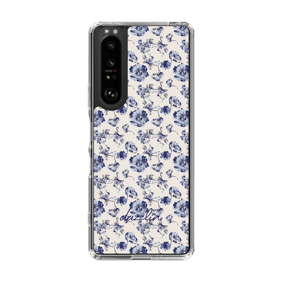 Slim Protection Case［ dazzlin - BlueFlower - Beige ］