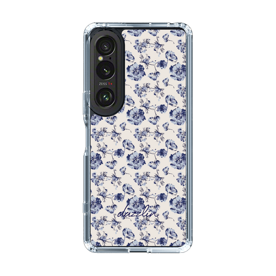 Slim Protection Case［ dazzlin - BlueFlower - Beige ］