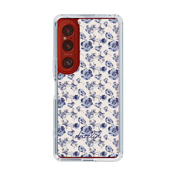 Slim Protection Case［ dazzlin - BlueFlower - Beige ］
