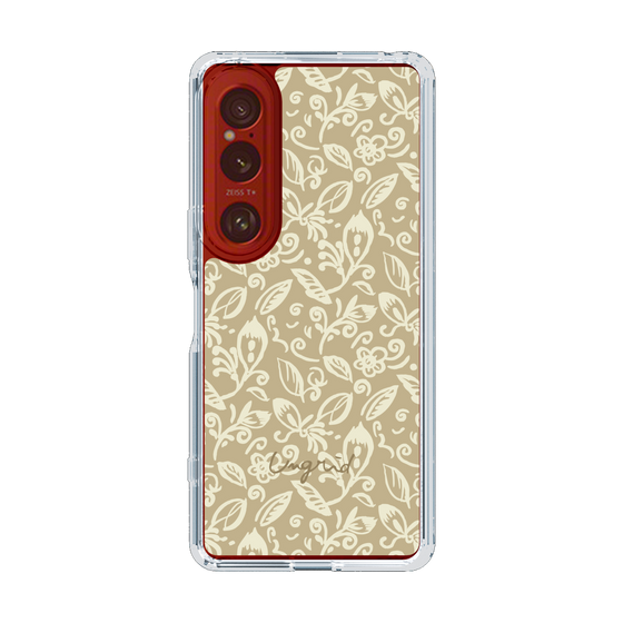Slim Protection Case［ Ungrid - FlowerPrint - Beige ］