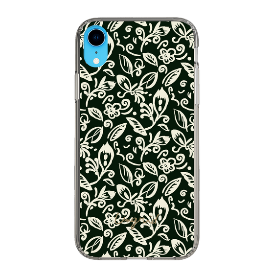 Slim Protection Case［ Ungrid - FlowerPrint - Black ］
