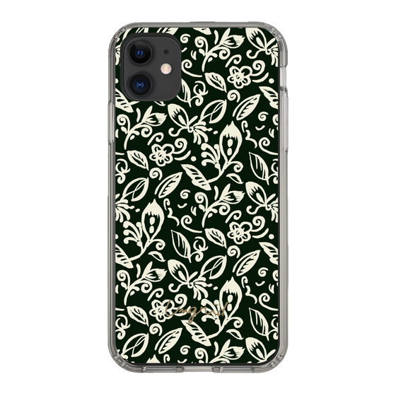 Slim Protection Case［ Ungrid - FlowerPrint - Black ］
