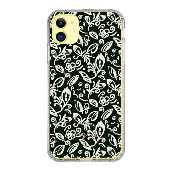 Slim Protection Case［ Ungrid - FlowerPrint - Black ］