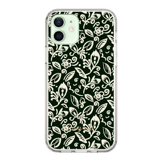 Slim Protection Case［ Ungrid - FlowerPrint - Black ］