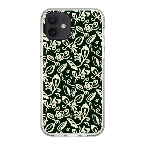 Slim Protection Case［ Ungrid - FlowerPrint - Black ］