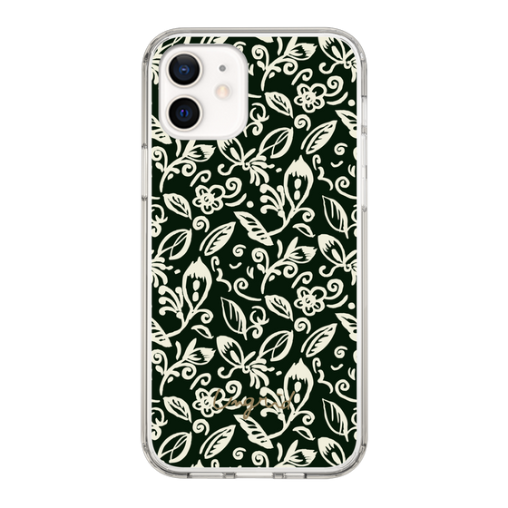 Slim Protection Case［ Ungrid - FlowerPrint - Black ］