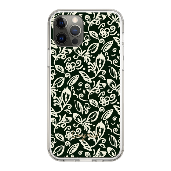 Slim Protection Case［ Ungrid - FlowerPrint - Black ］