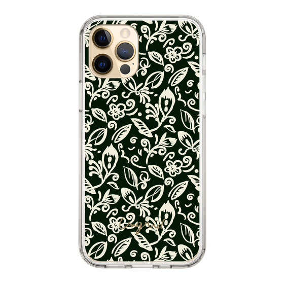 Slim Protection Case［ Ungrid - FlowerPrint - Black ］
