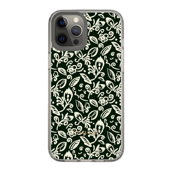 Slim Protection Case［ Ungrid - FlowerPrint - Black ］