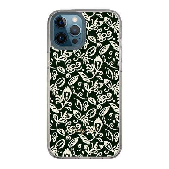 Slim Protection Case［ Ungrid - FlowerPrint - Black ］