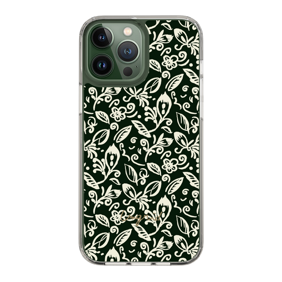 Slim Protection Case［ Ungrid - FlowerPrint - Black ］