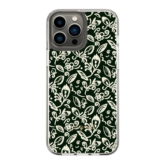 Slim Protection Case［ Ungrid - FlowerPrint - Black ］