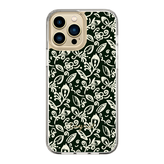 Slim Protection Case［ Ungrid - FlowerPrint - Black ］