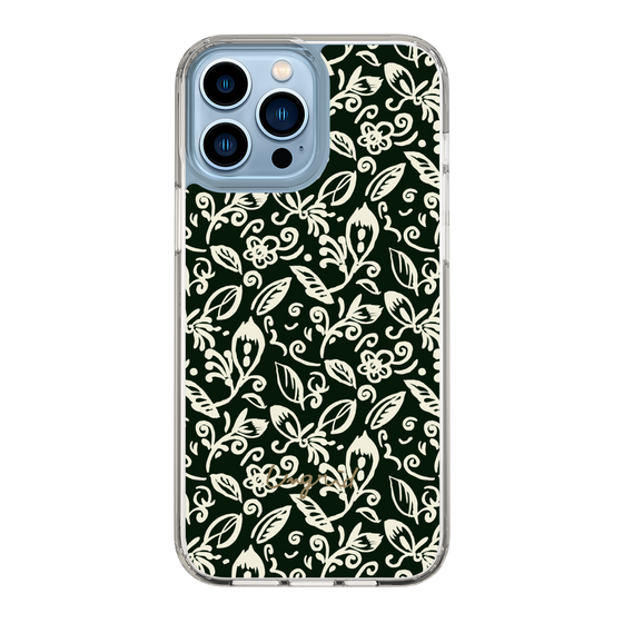 Slim Protection Case［ Ungrid - FlowerPrint - Black ］
