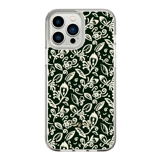 Slim Protection Case［ Ungrid - FlowerPrint - Black ］