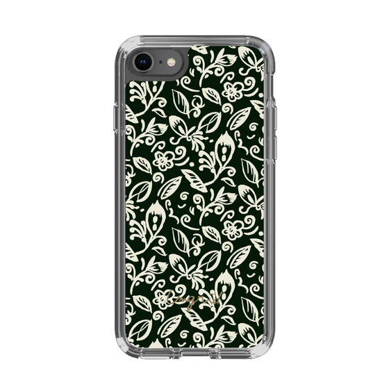 Slim Protection Case［ Ungrid - FlowerPrint - Black ］