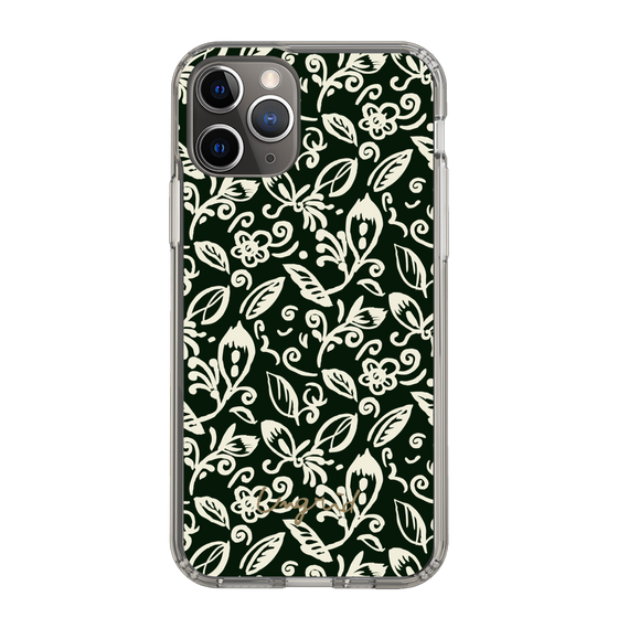 Slim Protection Case［ Ungrid - FlowerPrint - Black ］