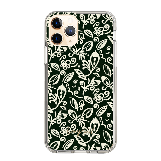Slim Protection Case［ Ungrid - FlowerPrint - Black ］