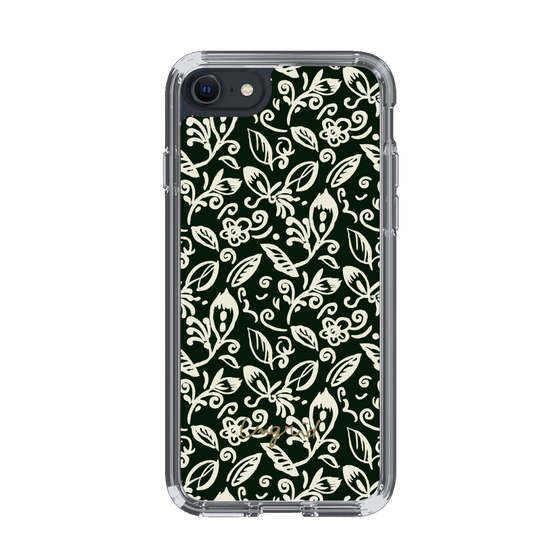 Slim Protection Case［ Ungrid - FlowerPrint - Black ］