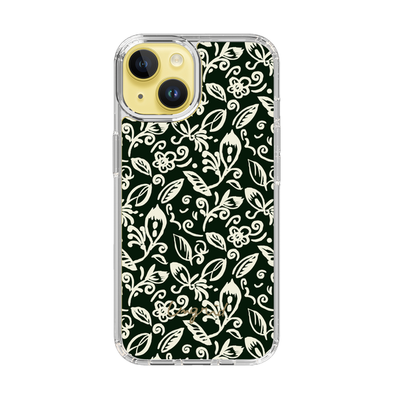 Slim Protection Case［ Ungrid - FlowerPrint - Black ］