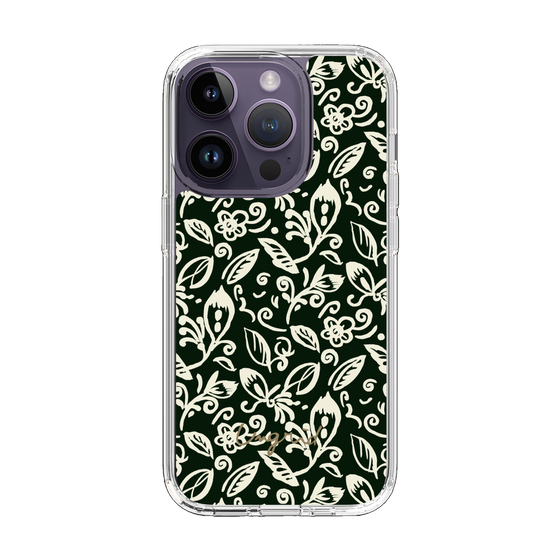 Slim Protection Case［ Ungrid - FlowerPrint - Black ］