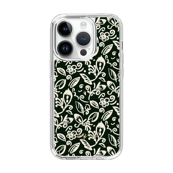 Slim Protection Case［ Ungrid - FlowerPrint - Black ］