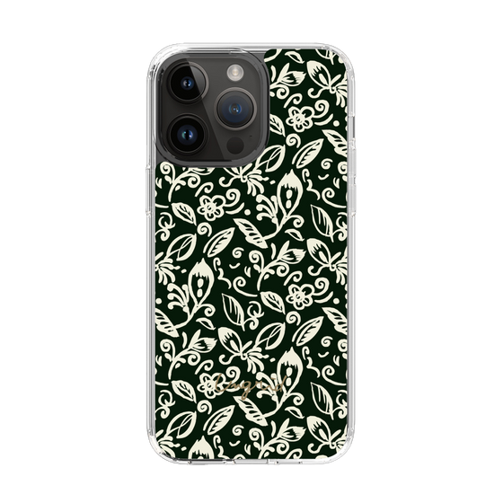 Slim Protection Case［ Ungrid - FlowerPrint - Black ］