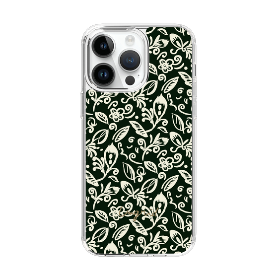 Slim Protection Case［ Ungrid - FlowerPrint - Black ］