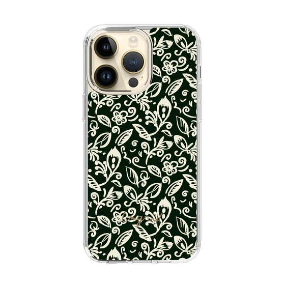 Slim Protection Case［ Ungrid - FlowerPrint - Black ］