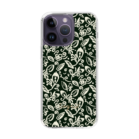 Slim Protection Case［ Ungrid - FlowerPrint - Black ］