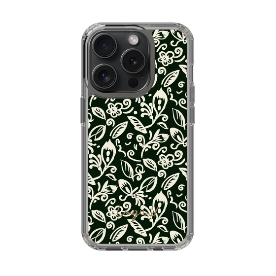 Slim Protection Case［ Ungrid - FlowerPrint - Black ］