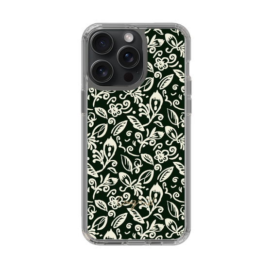 Slim Protection Case［ Ungrid - FlowerPrint - Black ］