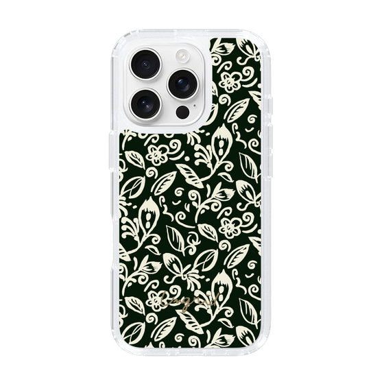 Slim Protection Case［ Ungrid - FlowerPrint - Black ］
