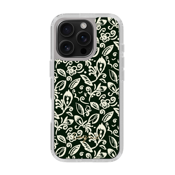 Slim Protection Case［ Ungrid - FlowerPrint - Black ］
