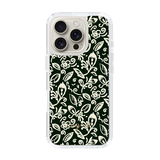 Slim Protection Case［ Ungrid - FlowerPrint - Black ］