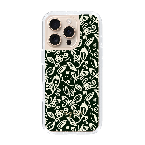 Slim Protection Case［ Ungrid - FlowerPrint - Black ］