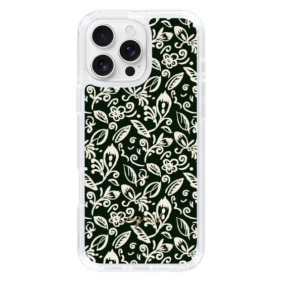 Slim Protection Case［ Ungrid - FlowerPrint - Black ］