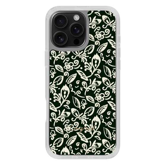 Slim Protection Case［ Ungrid - FlowerPrint - Black ］
